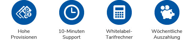 Hohe Provision - 10-Minuten Support - Whitelabel-Tarifrechner - Wöchentliche Auszahlung