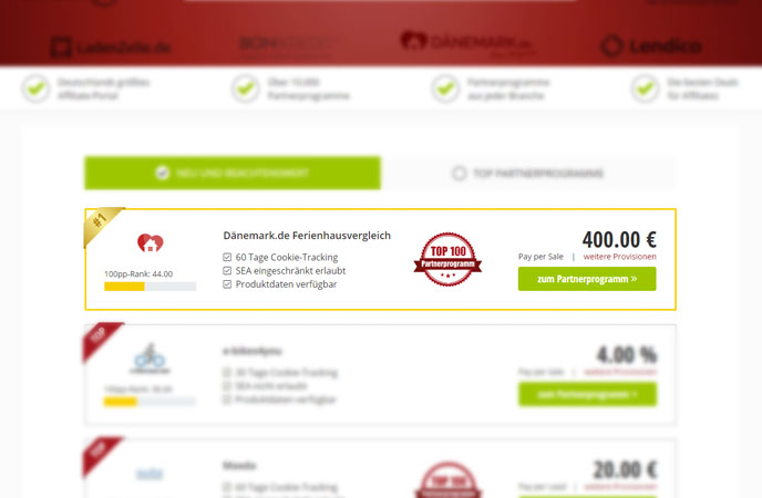 Screenshot - Partnerprogramm Nr. 1