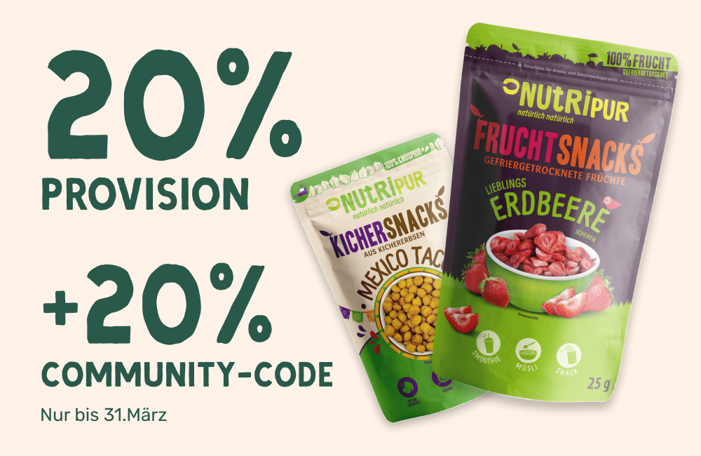Nutripur 20% Provision + 20% Community-Code Nur bis 31. März